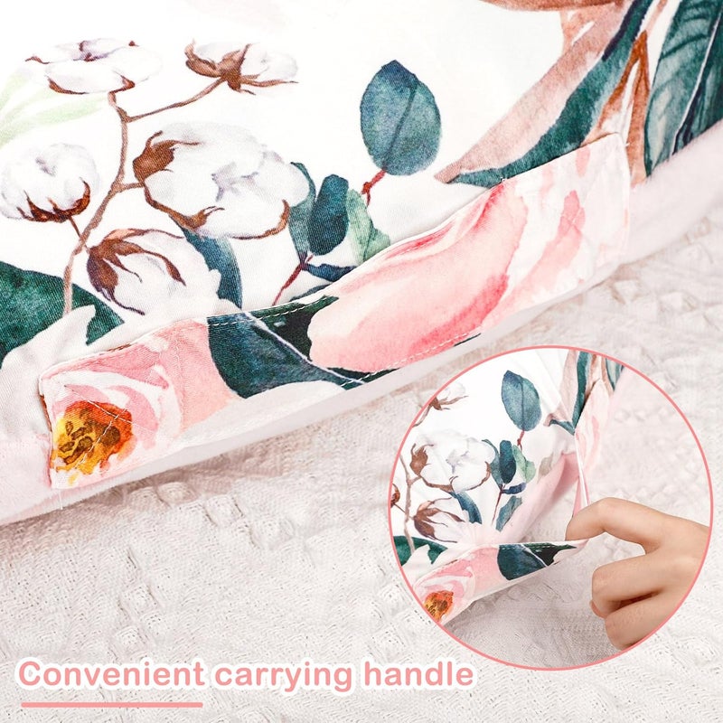 DILIMI Newborn Lounger Cover, Soft Comfortable Baby Lounger Cover, 1 Pack Reversible Removable Slipover for Infant Lounger Pillow, Pink Floral (Lounger not Included) - Image 3